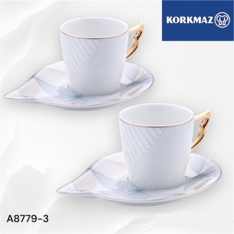 Korkmaz Angela Coffee Cups with Saucers Set of 4 Pieces 