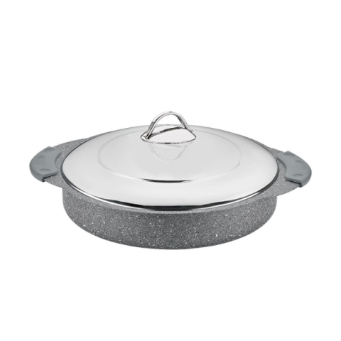 OMS Non Stick Granite Round Oven Tray with Stainless Steel Lid