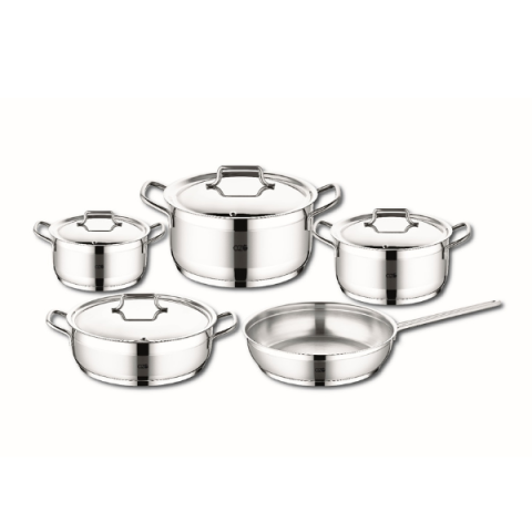 OMS Stainless Steel Cookware Set of 9 PCs (Steel Lids) 