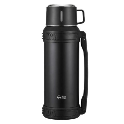 D.Kadi KD9110 Vacuum Bottle 2000ML with Carry Strap - Black