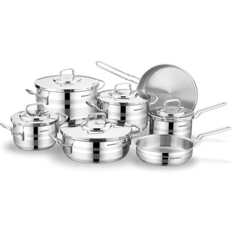 كوركماز أسترون طقم أواني ستانلس ستيل، 12 قطعة