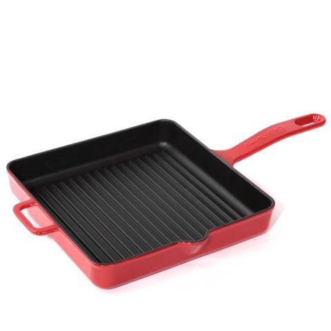 OMS Cast Iron Square Grill Pan With Enamel Coating 30 cm
