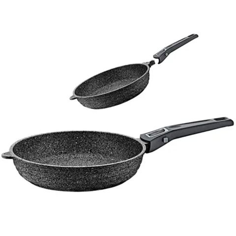OMS Non-stick Frying Pan Set of 2 Pcs with Removable Handle