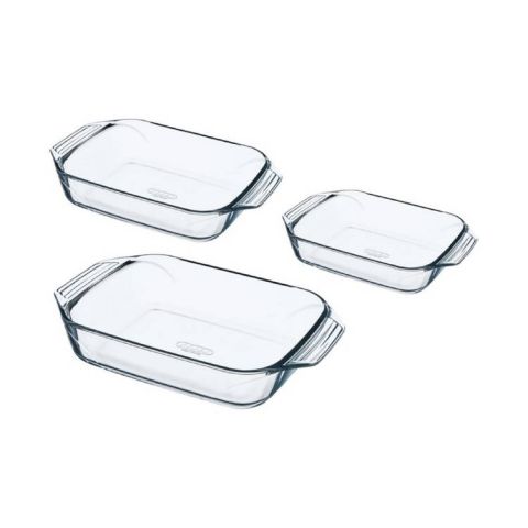 Pyrex Rectangular Roster Set Of 3 PCS (1.4 + 2.9 + 3.8 Lt.)