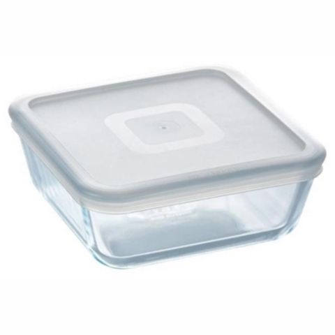 وعاء مربع مع غطاء من بايركس 