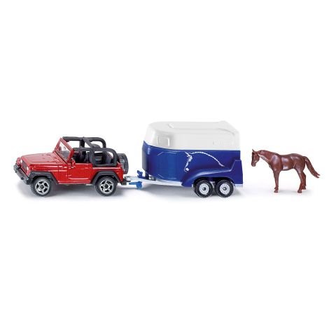 SIKU DIE CAST JEEP WITH HORSE TRAILER 