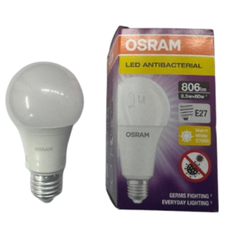 AC310770555 OSRAM LED STAR A60 8.5W E27 WARM WHITE FROSTED ANTI-BACTERIAL (2700K) 3- PACK PROMO 