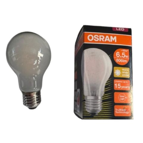 OSRAM LED VALUE A 6.5W E272700 K WARM WHITE FROSTED GLASS