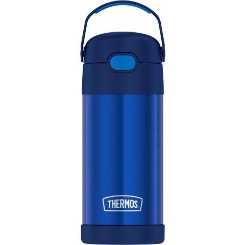 Thermos Stainless Steel Vacuum Insulated Hydration Bottle With Straw 355ml Navy-cold for up to 12 hours.