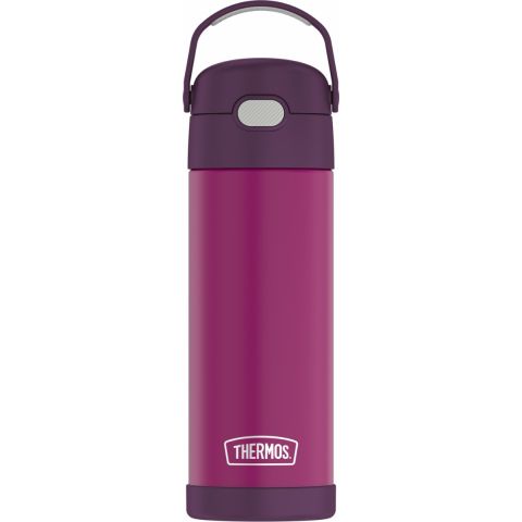 Thermos Stainless Steel Vacuum Insulated Hydration Bottle With Spout 470ml Red Violet cold for up to 12 hours.