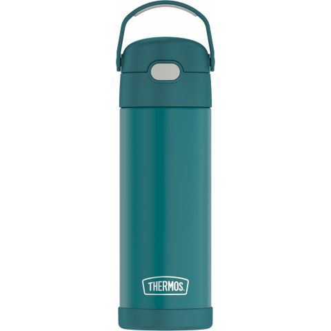 Thermos Stainless Steel Vacuum Insulated Hydration Bottle With Spout 470ml Sea Green cold for up to 12 hours.