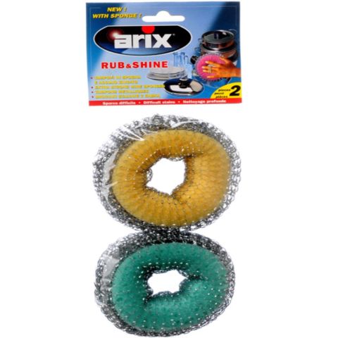 Arix Rub & Shine Metal & Synthetic Sponge 2 pcs