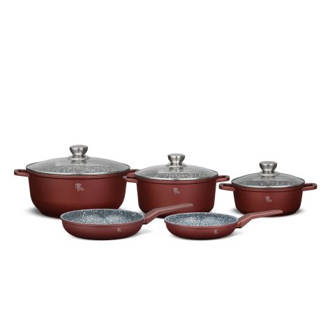 BERLINGER HAUS CERASTONE 8 PCS COOKWARE SET FRYPAN 20 + 24 CM + CASSEROLES WITH LIDS 20 CM (2.2 L) + 24 CM (3.5 L) + 28 CM (5.35 L)