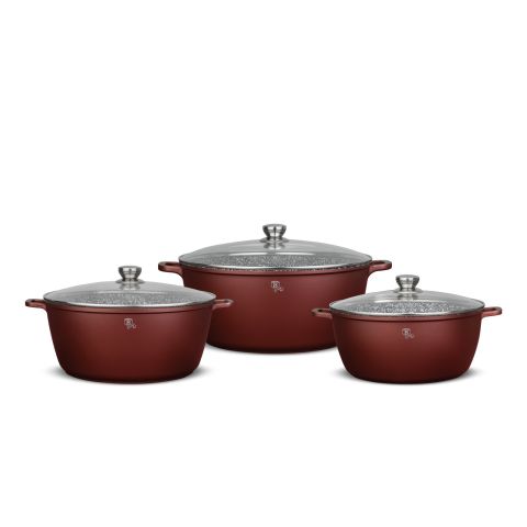 BERLINGER HAUS CERASTONE JUMBO 6 PCS CASSEROLE SET WITH LIDS 32 CM (9.9 L) + 36 CM (13.5 L) + 40 CM (18.5 L)
