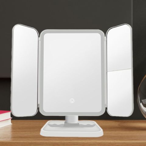 Rechargeable LED Makeup Mirror with Lights, USB Type-C Smart Touch Vanity Mirror