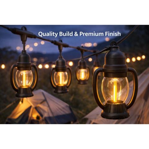 سلسلة إضاءة كهربائية زخرفية بطول 5 أمتار معلقة مع 10 مصابيح عتيقة الطراز