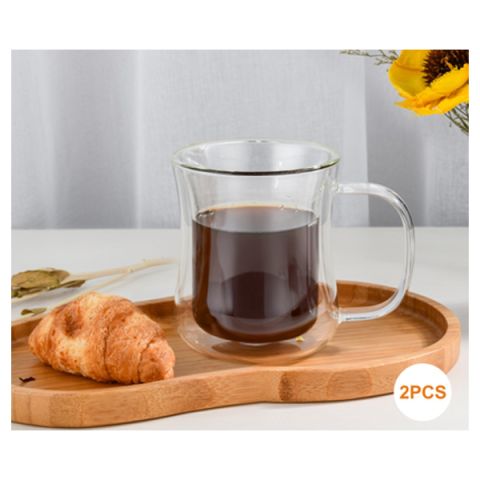 MOOLOOM Hand Made Double Wall Borosllicate Glass Mug 500ML _ 2Pcs