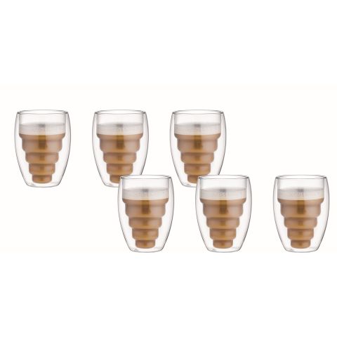 ARAMORO 6 PCS SET 250 ML BOROSILICATE DOUBLE WALL GLASS TUMBLER 