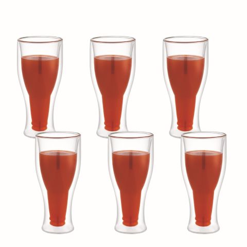 ARAMORO 6 PCS SET 260ML BOROSILICATE DOUBLE WALL GLASS TUMBLER 