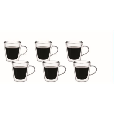 ARAMORO 6 PCS SET 180 ML BOROSILICATE DOUBLE WALL GLASS CUP