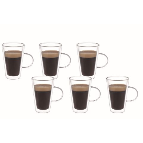 ARAMORO 6 PCS SET 200 ML BOROSILICATE DOUBLE WALL GLASS CUP