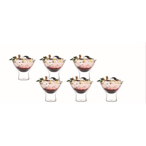 ARAMORO 6 PCS SET 200ML BOROSILICATE DOUBLE WALL GLASS DESSERT CUP