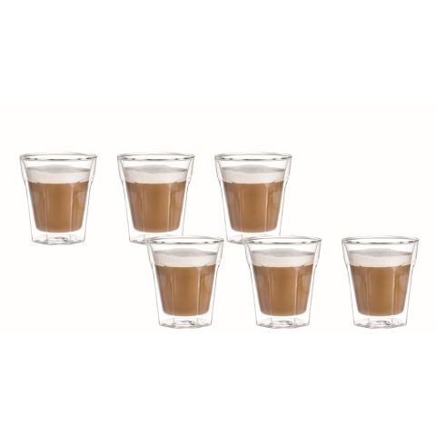 ARAMORO 6 PCS SET 280ML BOROSILICATE DOUBLE WALL GLASS TUMBLER 