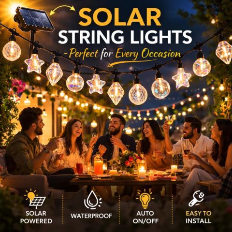 Solar & USB Rechargeable Decorative String Lights 5M Outdoor LED Light Set