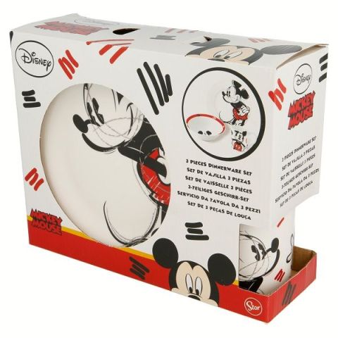STOR Mickey Rough Ceramic Snack Set of 3 PCS