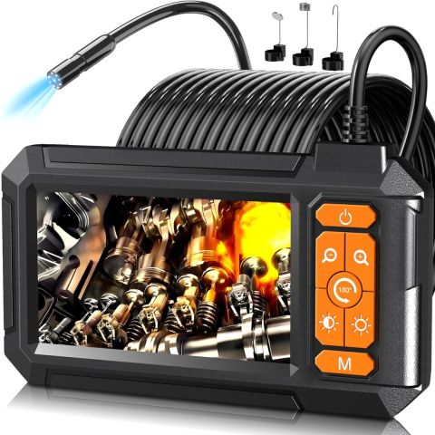 10M HD Endoscope Inspection Camera with 4.3 Inch IPS Screen & IP67 Waterproof 8mm Lens 