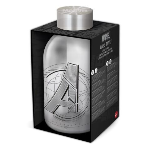 STOR MARVEL GLASS DRINK BOTTLE 620 ML