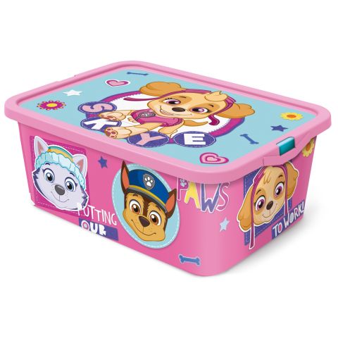 STOR PAW PATROL GIRL CLICK STORAGE BOX 13 LTR