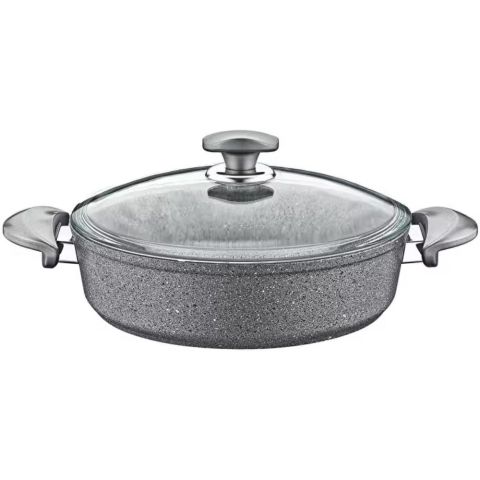 OMS Granite Low Casserole with Glass Lid