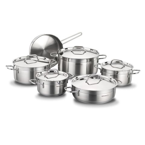 KORKMAZ XL SETS ALFA PLUS COOKWARE SET (11 PCS) (18X10 CM / 2.5 LT + 20X11 CM / 3.5 LT + 24X12 CM / 4.0 LT + 28X14 CM / 8.5 LT + 26X8 CM / 4.2 LT + 24X6 CM / 2.7 LT)