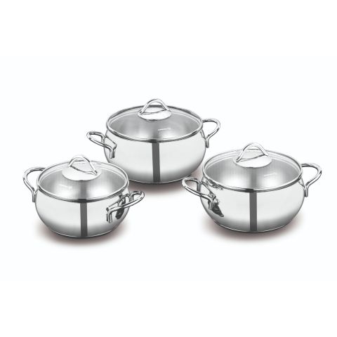 KORKMAZ TOMBIK COOKWARE SET 6 PCS 16x9 cm / 1,8 Lt + 18x10 cm /2,5 Lt+20x10 cm / 3,5 Lt
