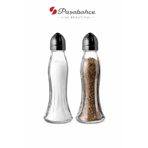 PASABAHCE BLACK & WHITE SALT & PEPPER CRUET 35 ML 2 PCS SET