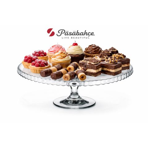 PASABAHCE PATISSERIE SERVICE PLATE WITH DOME 1 PC SET 32 CM