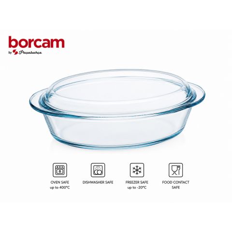 Borcam Oval Casserole with Lid 2000 ml