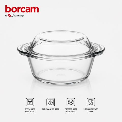 Borcam Round Casserole with Lid 2000 ml