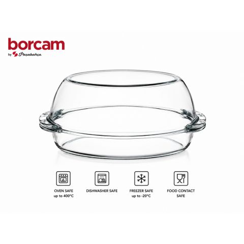 Borcam Oval Casserole with Lid 2400 ml