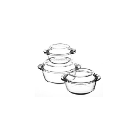 BORCAM 3 PCS CASSEROLE WITH LID SET 1000 + 1500 + 2000 ML