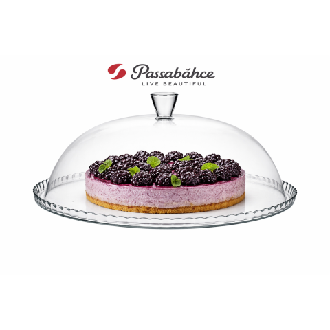 PASABAHCE PATISSERIE FOOTED SERVICE PLATE & LID 1 PC SET 32 CM