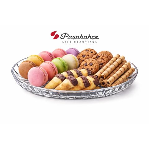 PASABAHCE ELEGANT OVAL SERVICE PLATE 1 PC SET 27.8 CM