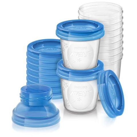 Philips Avent Breast Milk Storage Cups 10 x 180 ml with Convenient Adaptors