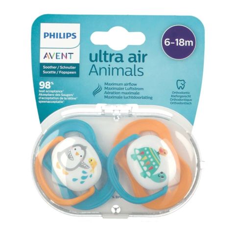 Philips Avent Ultra Air Free Pacifier With Animal Shapes 6-18 Months For Boys - 2 PCS