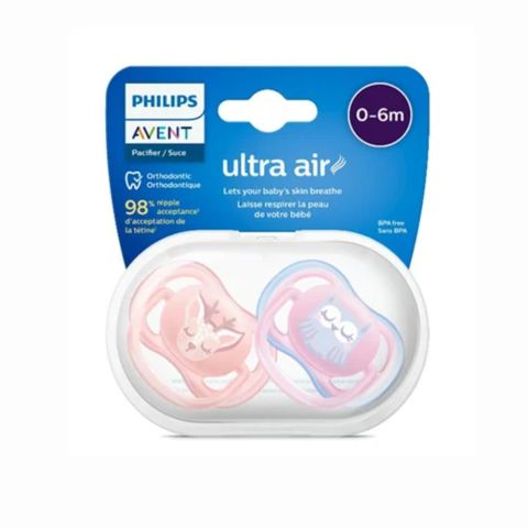 Philips Avent Ultra Air Freeflow Soother 0-6M (2pcs Elephant And Lion)