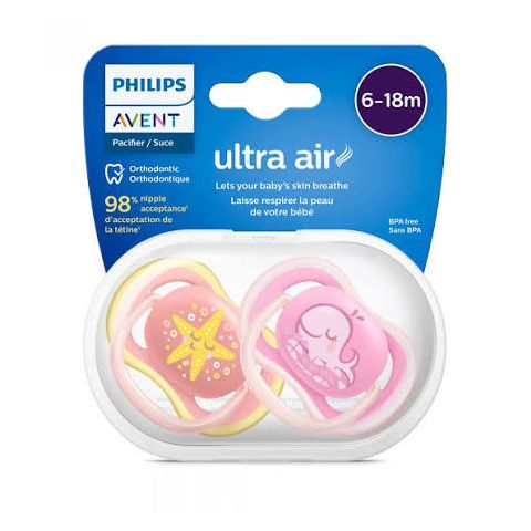 Philips Avent Ultra Air Freeflow Soother 6-18M (2pcs Elephant And Lion)