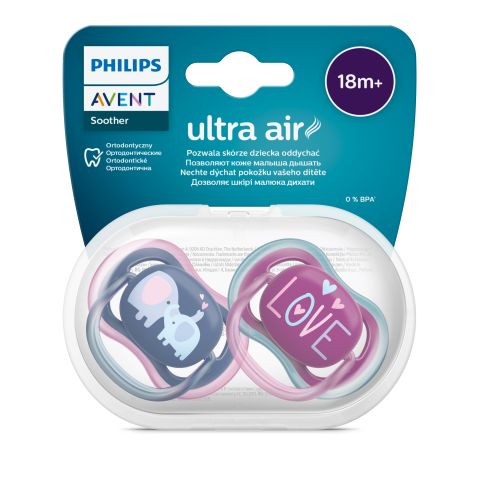 PHILIPS AVENT ULTRA AIR PACIFIER 18M+ GIRL DECO X2