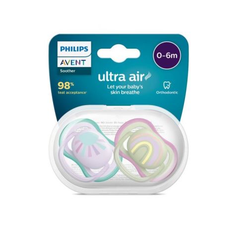 Philips Avent Ultra Air Pacifier 0–6M Girl X2