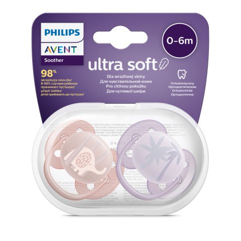 PHILIPS AVENT ULTRA SOFT PACIFIER 0-6M GIRL X2